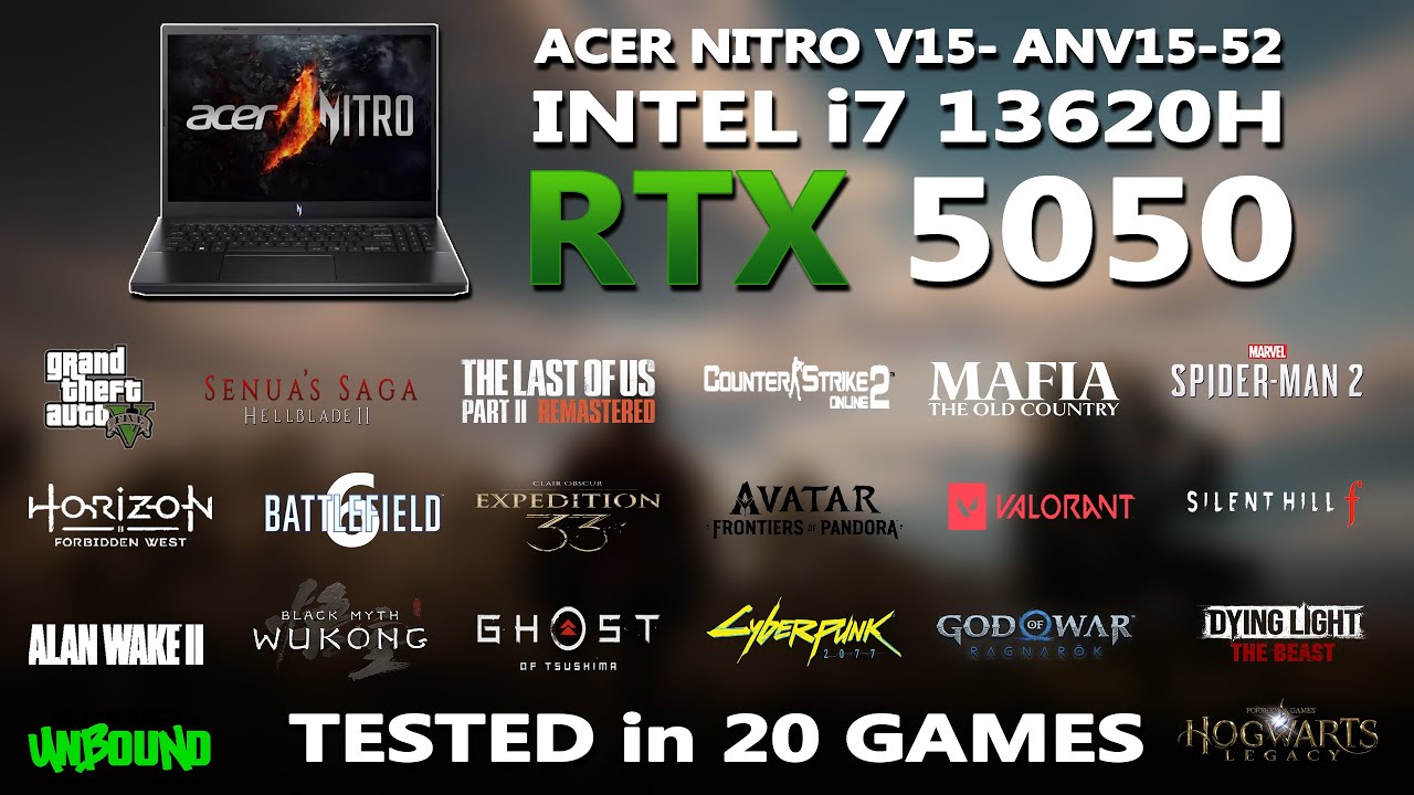 NEW ACER NITRO V15: RTX 5050 + INTEL i7 13620H Gaming Benchmark Test | Tested in 20 Games |
