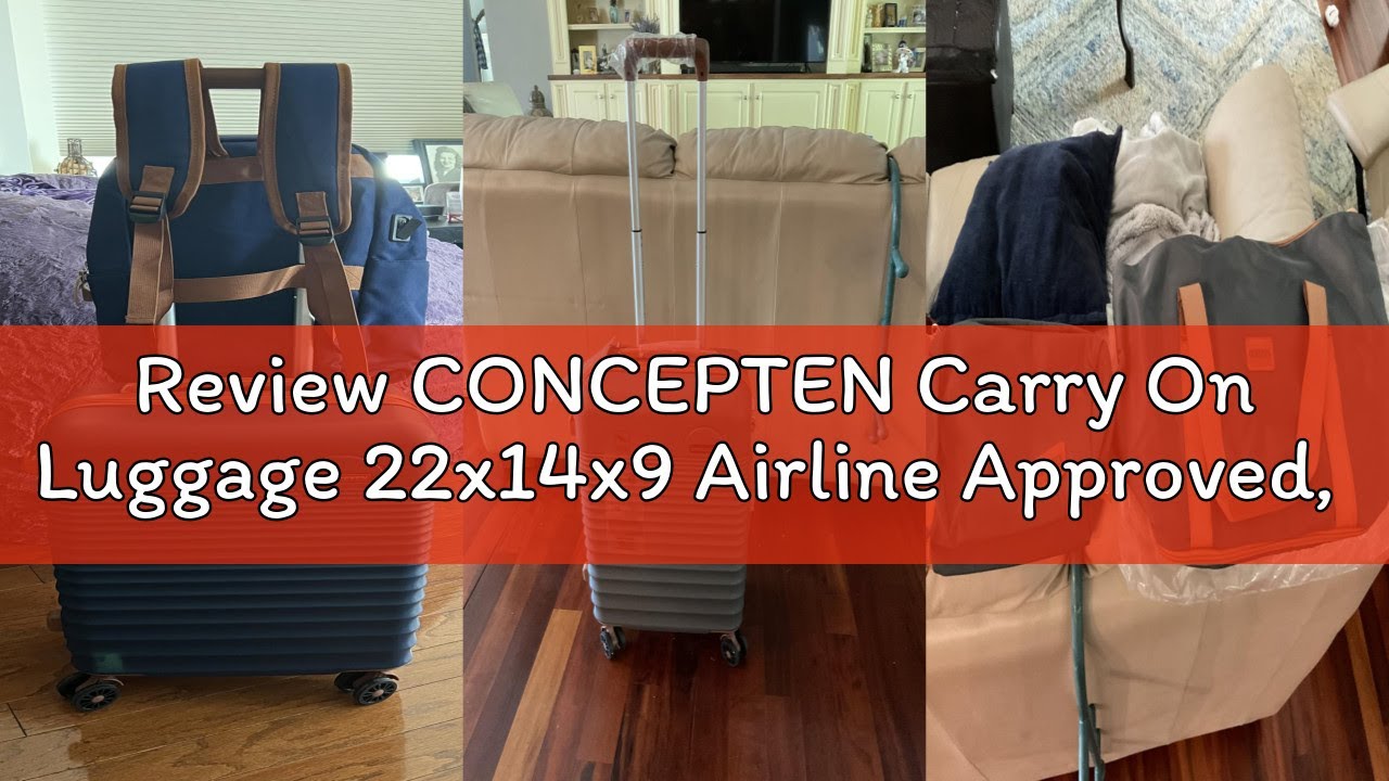 Review CONCEPTEN Carry On Luggage 22x14x9 Airline Approved, 20-inch Hard Shell Suitcases with Wheels