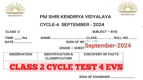 Kv Cycle Test 4 Class 2/Cycle Test 4 EVS Class 2#kvexam#class 2 EVS Questions Paper
