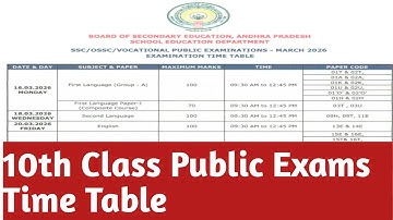 AP 10th Class Public Exams time table 2026 | SSC Public Exams schedule|