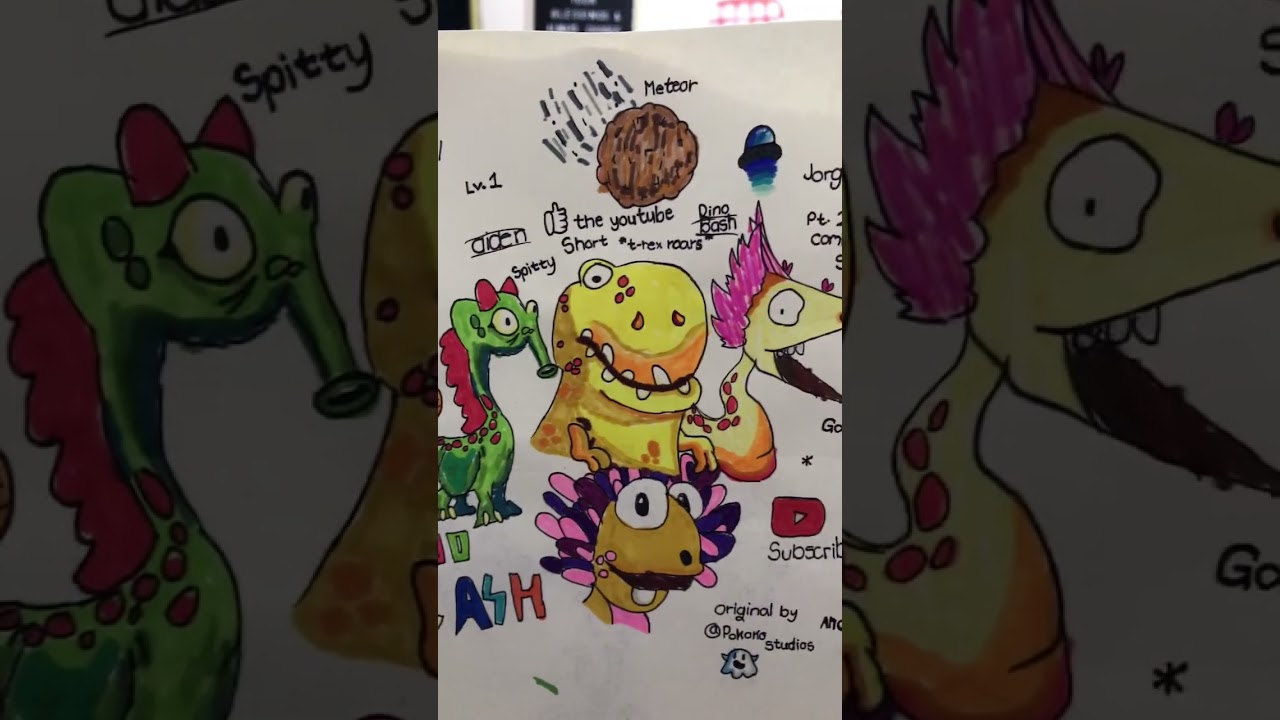 Drawing Series | Episode 39 Drawing by 8 year old kiddo | Dino Bash | Stego | Rambo | Spitty |Raptor