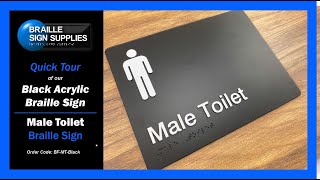 Male Toilet Braille Sign In Black Acrylic