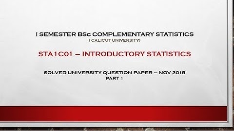 INTRODUCTORY STATISTICS  SOLVED QUESTION PAPER ( NOV 2019)