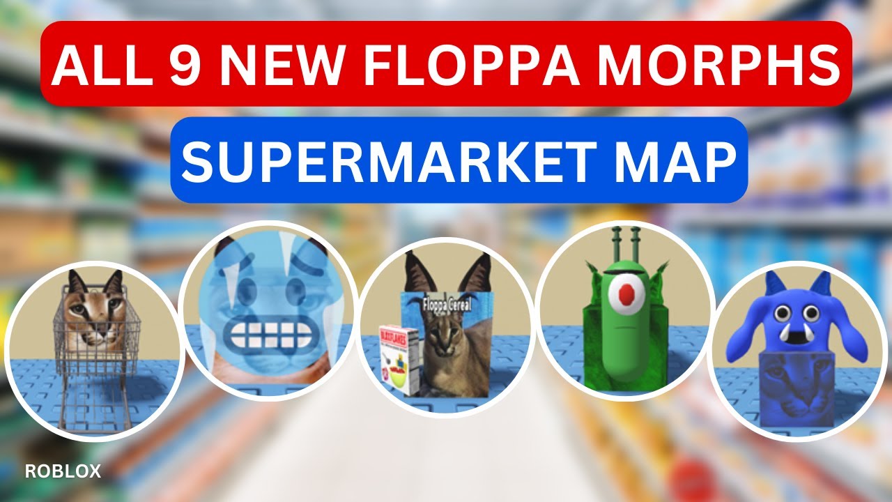 How To Find All 9 New Floppas in Supermarket | Roblox Find The Floppa ...