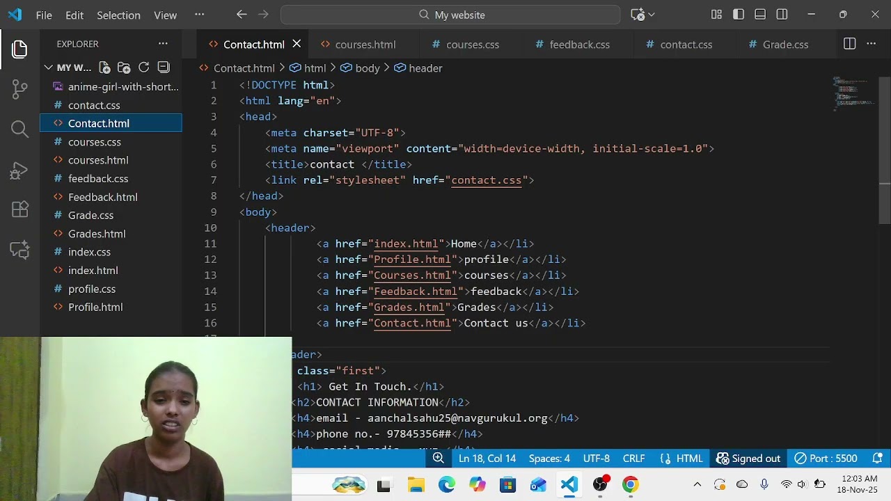 contact page with html and css