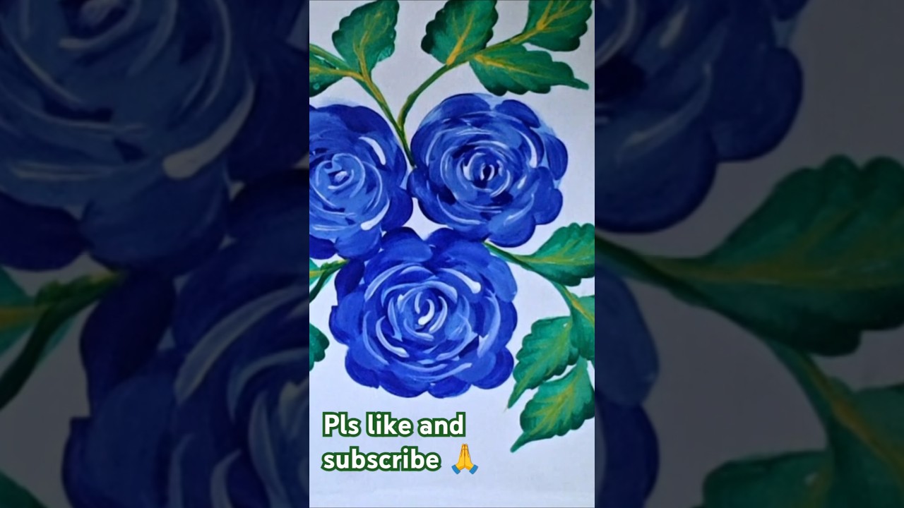 Easy Blue Roses Flower Painting 