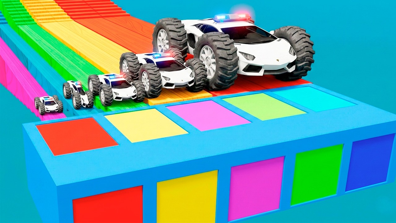 Small Cars on Big Car vs Slide Color with Portal Pool Cars vs Deep Water    beamNG Drive #42