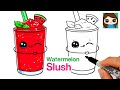 How to Draw a Watermelon Slushy Drink 🍉