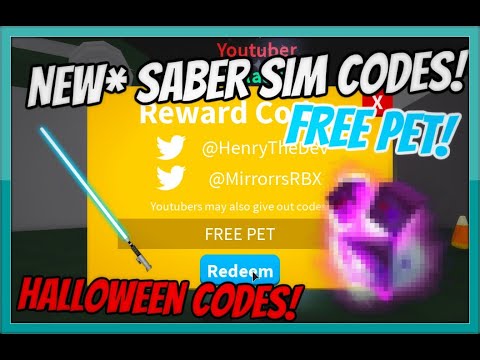 New Saber Simulator Codes Free Pets Halloween Update 2019 Roblox Youtube - roblox saber simulator all pet codes