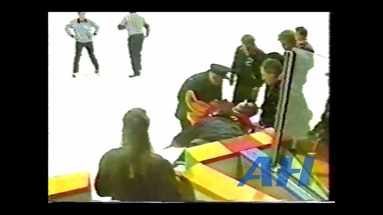 MwJBHL Feb. ?, 1990 Owen Sound Greys v Cambridge Winterhawks Bench Clearing Brawl (HL)