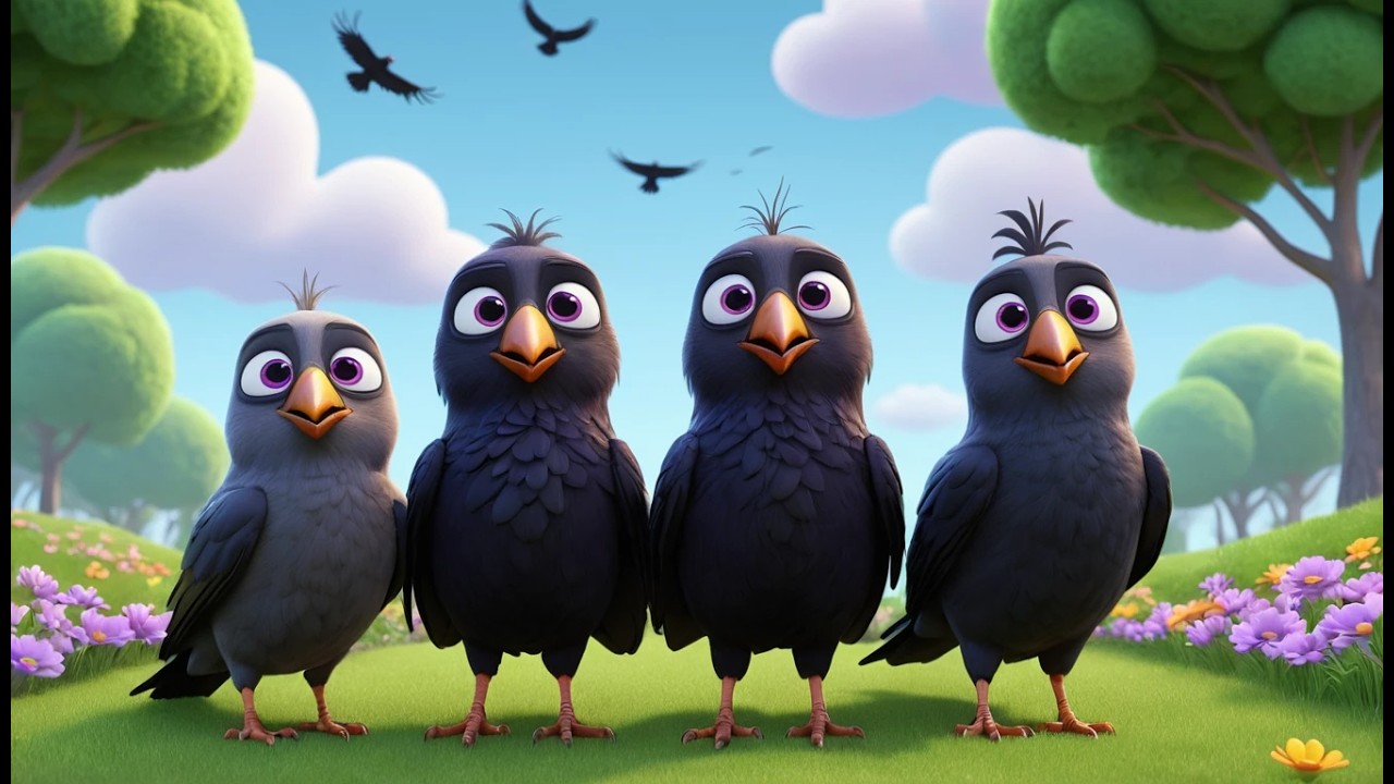 Five Little Crows Caw Caw Caw | Fun Bird Songs & Nursery Rhymes for Kids