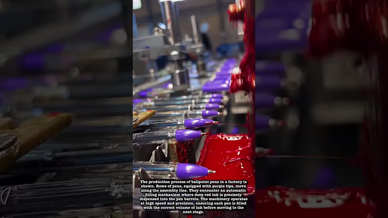 Industrial Process: Red Pen Ink Filling