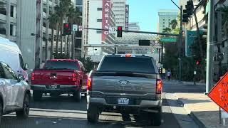 Driving in Las Vegas during Rush Hour to the Main Street station hotel.