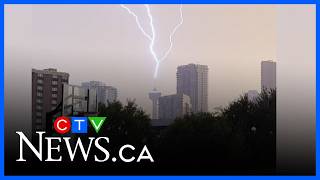Caught on camera: Lightning strikes Calgary Tower