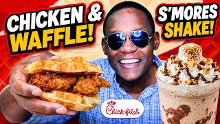 Chick-fil-A's Chicken & Waffle Sandwich?! S'mores Milkshake Taste Test!