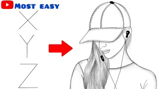 How To Draw A Girl With Cap Girl Drawing Easy Step By Step Beautiful ...