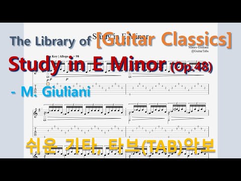 Study in E Minor Op. 48 (오선+타브+운지(Staff+TAB+Fingering)) - M. Giuliani
