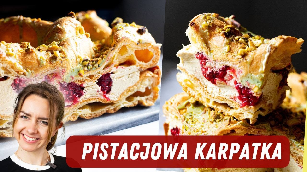 Karpatka PISTACJOWA z malinami! Prosta i efektowna propozycja.