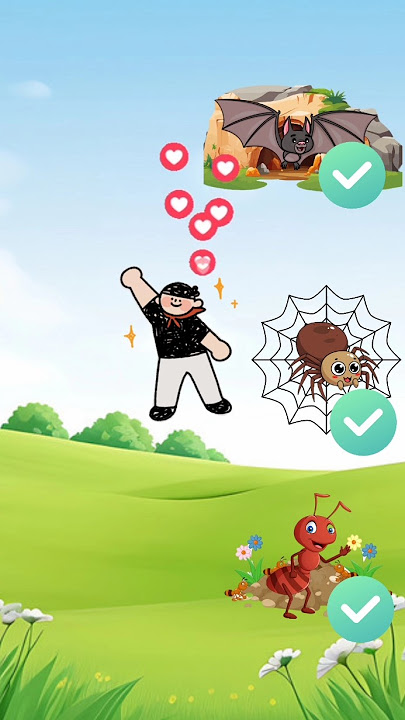 Help Match The Spider Bat and ant house #shortfeed #funny #cartoon #animation #trending #english #us