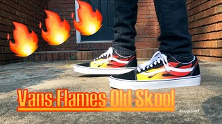 vans flame old skool on feet