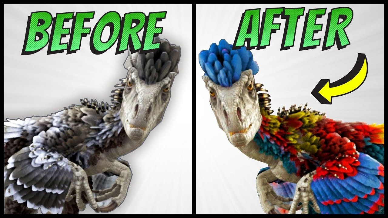 ARK PS4 - HOW TO COLOR THE DEINONYCHUS (FEATHER RAPTOR)! 