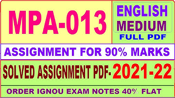 mpa 013 solved assignment 2021-22 / mpa 13 solved assignment in English / ignou mpa 13