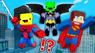 MAIZEN: JJ and Mikey in SUPERHEORES CHALLENGE in Minecraft Animation