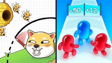 Doge Rescue: Draw to Save Vs Join Blob Clash 🐶🐱🐝😈 Max All Levels Android iOS Gameplay Ep 227