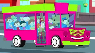 the wheels on the bus | pink bus | nursery rhyme | kids song