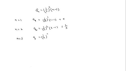 Write the first five terms of each sequence. a_n=(1/3)^n(n-1)