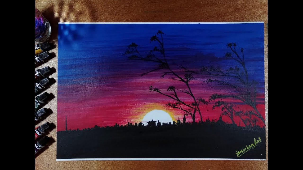 How to Paint 'Pink Purple Sunset Sky JamesArt 🎨 YouTube