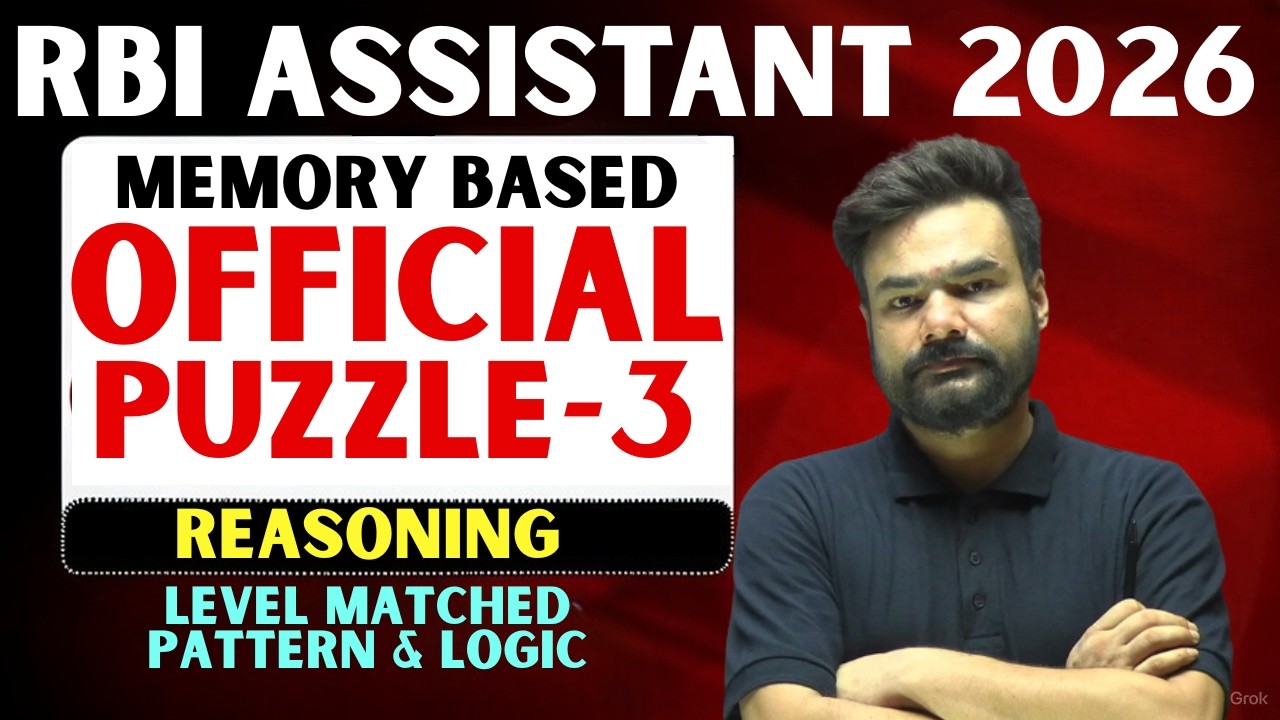 RBI Assistant 2026 🔴 LIVE | Memory Based Puzzle | Reasoning Practice ...