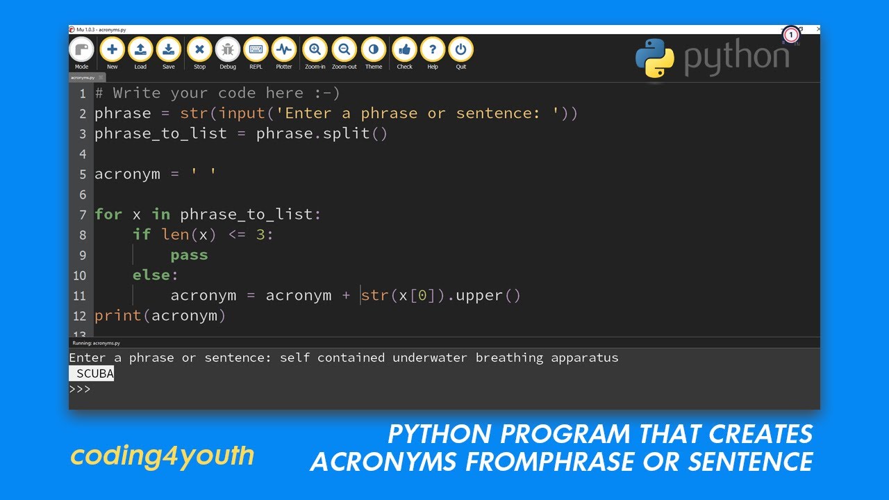 acronyms in python assignment expert