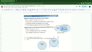 Saxon Geometry Lesson 10 Video 2: Using Conditional Statements (Lesson Practice)