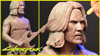 Johnny Silverhand with guitar clay Sculpting Cyberpunk 2077