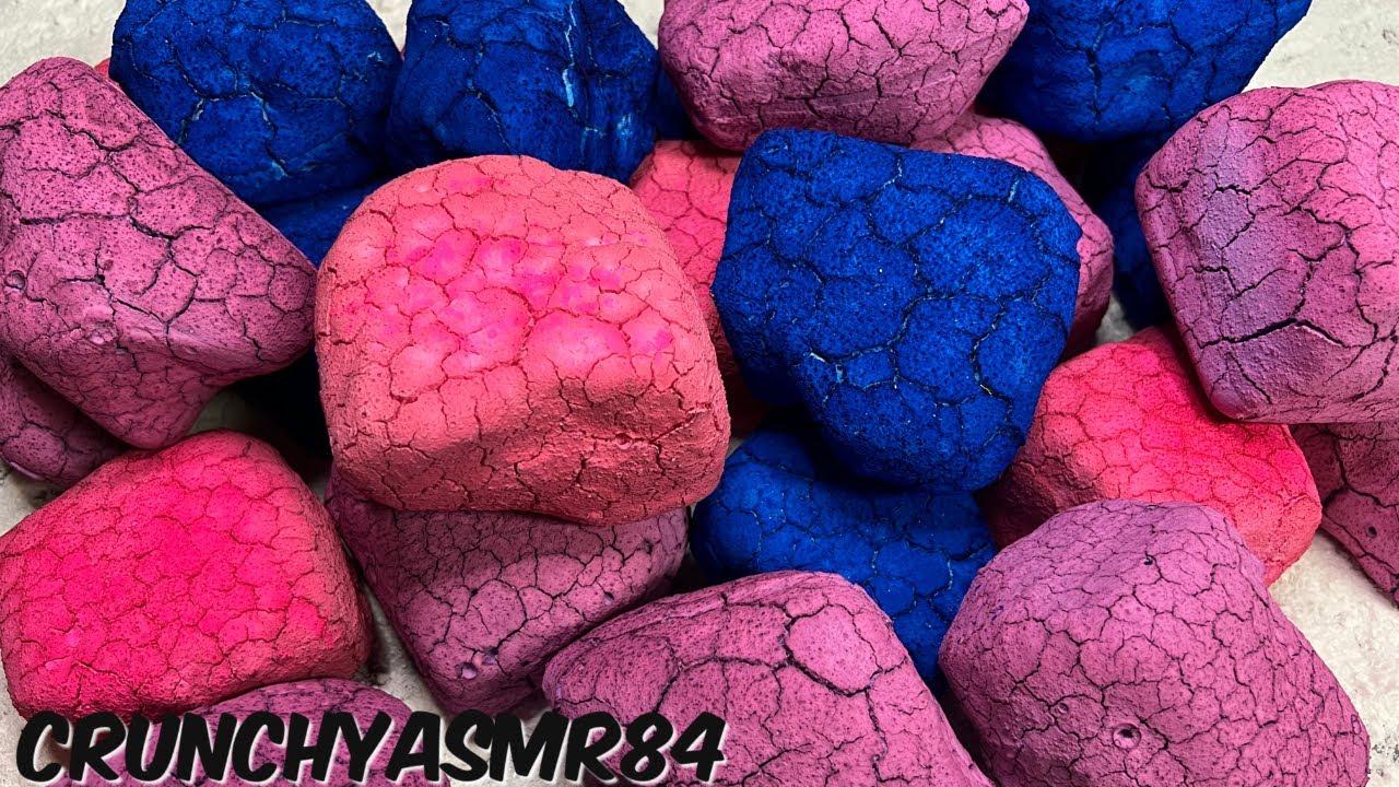 Pink, Blue & Purple Jumbo Pasted Chalk Chunks | Oddly Satisfying | ASMR | Collab w/ @chalkitasmr