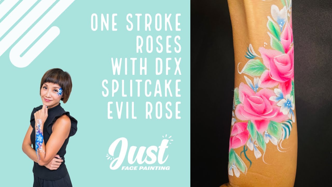 Simple One Stroke Roses Face Painting with DXF Evil Rose Split Cake