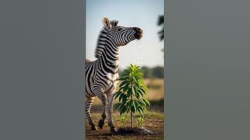 Zebra saved the drying lychee plant by watering it 😭#ai #tree #save #zebra