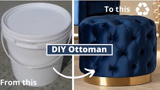 How to Make a Tufted Ottoman bench with Plastic Bucket