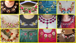 Latest 2023 boatneck hand embroidery designs for dresses/necklace style embroidery designs for kurti screenshot 5