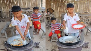 Delicious stir fried glass noodles , Little chef Rural life village