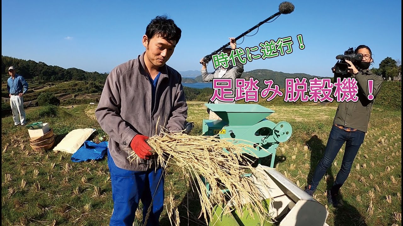 小池式脱穀機 A stepping back in time! A foot-operated thresher! - YouTube