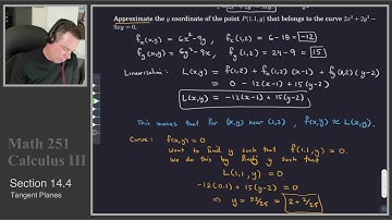 Math 251 - Section 14.4 - Tangent Plane & Linear Approximation (2 of 2)