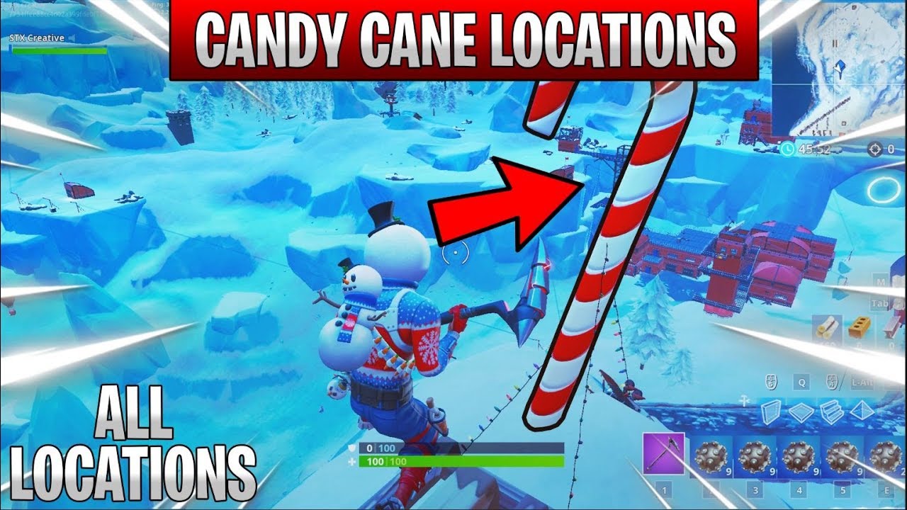 Fortnite ALL Candy Cane Locations! Visit 2 Giant Candy