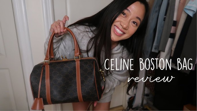 Celine Small Boston In Triomphe Canvas And Calfskin - Kaialux