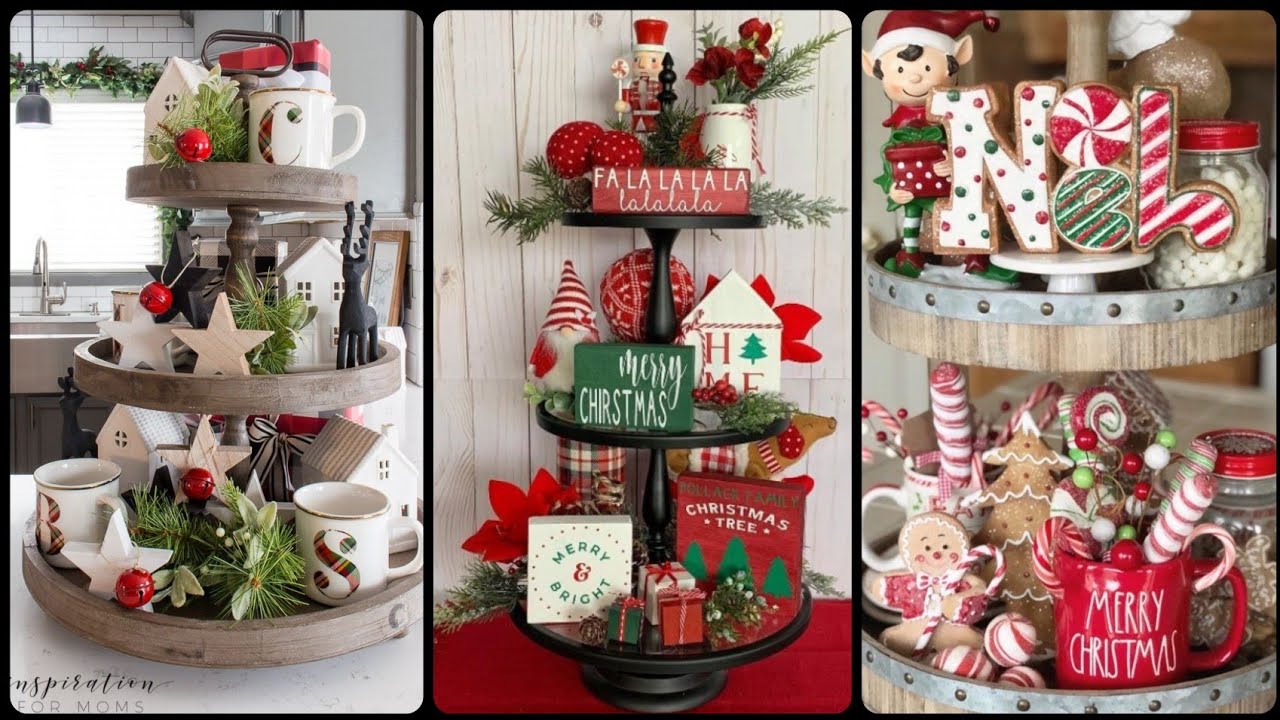 How to Decorate Tiered Tray For Christmas DIY Ideas YouTube