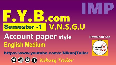 FY. B.com sem-1 Paper style (ENG) | Account Subject | VNSGU