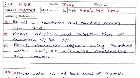 4th 5th Ennum Ezhuthum Lesson Plan English Medium