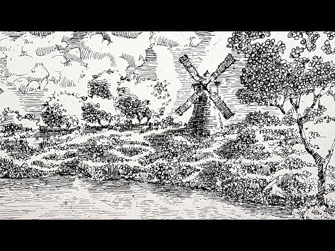 ⁣Ландшафтный скетчинг  - рисую пейзаж пером и тушью.. Кичигин Эдуард - Ландшафтный рисунок