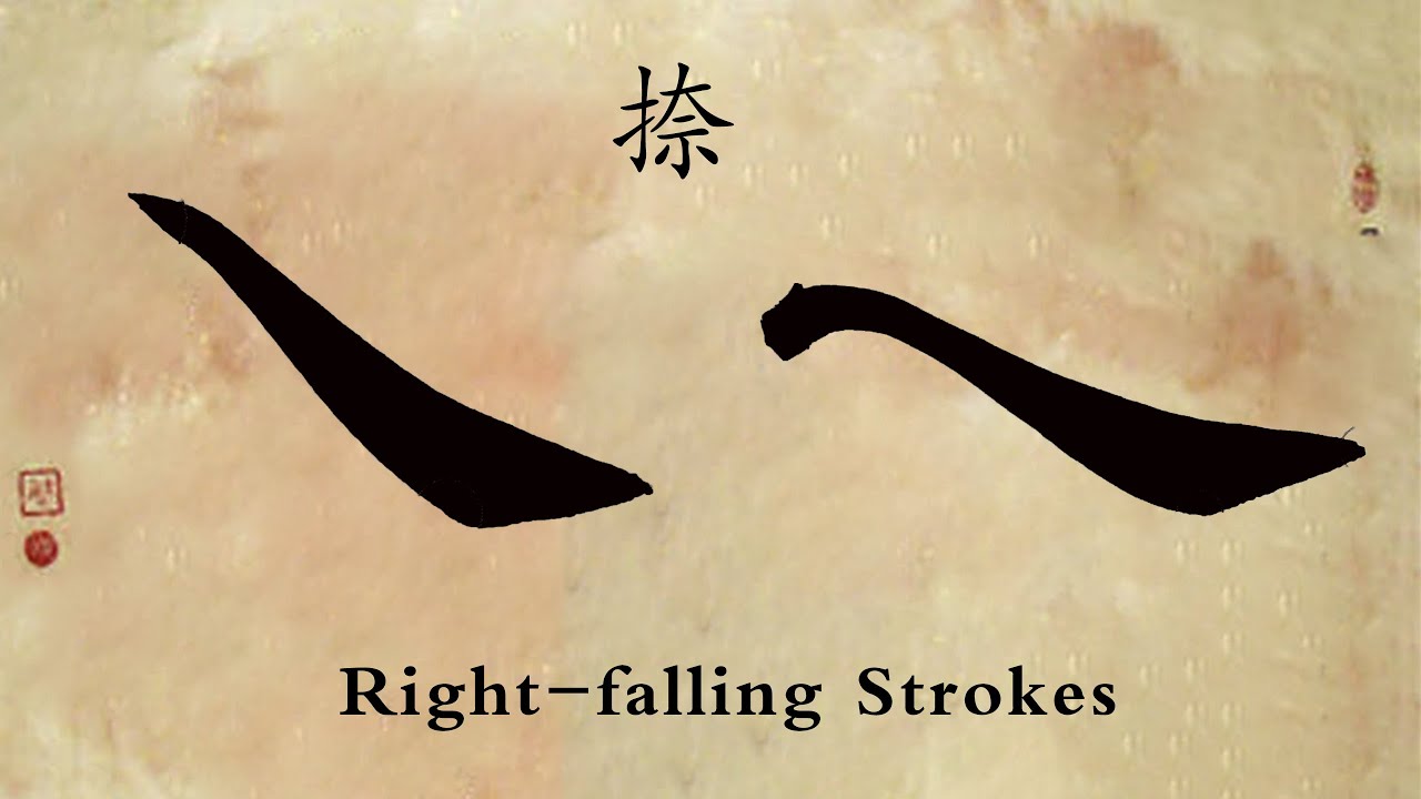 Chinese Calligraphy Tutorial | Strokes: Right-falling Stroke 捺 (正捺、平捺、反捺)
